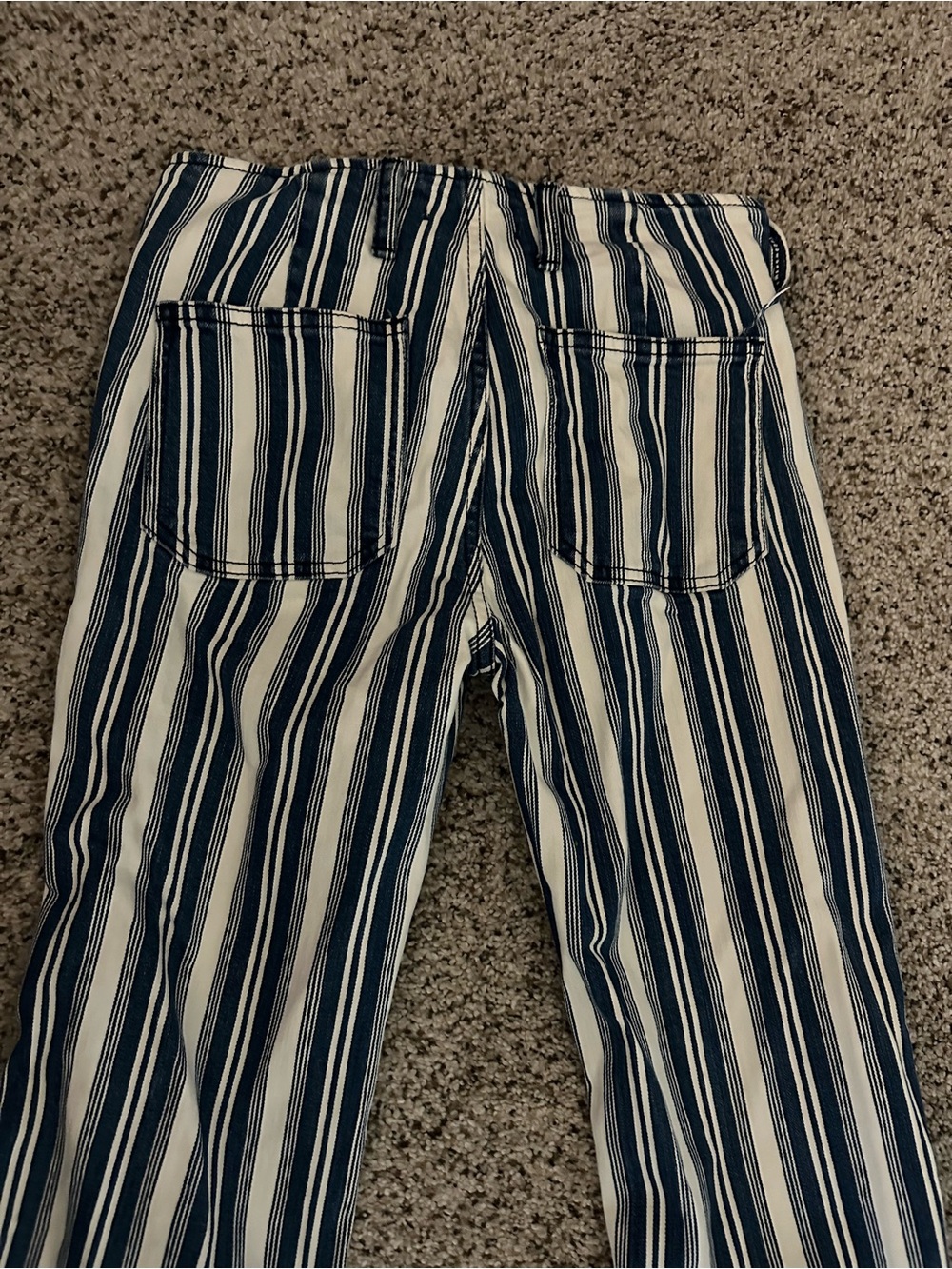 Free People Jolene Hip Hugger Flare Jeans Size 27 Railroad Stripe Raw Hem - Picture 8 of 9